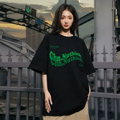 Nuthink美式vibe高街字母短袖潮牌t恤男潮宽松大码半袖上衣夏季商品大图