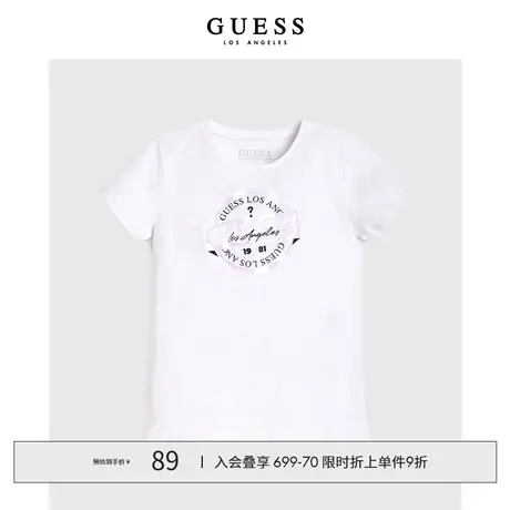 【38上新季】GUESS 小女孩欧美舒适修身极简圆领短袖T恤图片