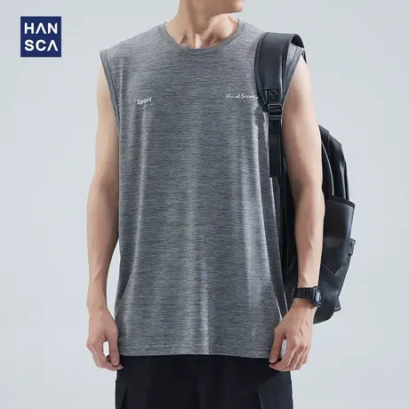 hansca 速干冰丝运动背心男夏季宽松坎肩健身训练薄款印花无袖t恤商品大图