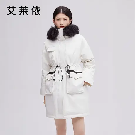 艾莱依大鹅羽绒服女冬季新款2021年高端气质大毛领连帽鹅绒外套潮商品大图