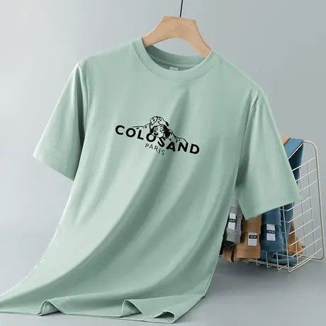 液氨丝光棉短袖t恤男潮牌夏季冰丝凉感半袖抗皱免烫圆领速干体恤图片