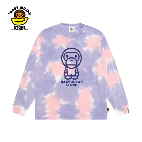 BABY MILO STORE卡通小猴印花扎染配色长袖T恤0408XAJ商品大图