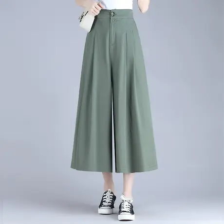 宽松阔腿裤大脚裤女夏季2023新款高腰大码垂感九分裤休闲裤裙裤子商品大图