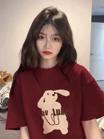 纯棉正肩短袖t恤女夏季宽松潮牌ins半袖设计感小众chic港味上衣服图片