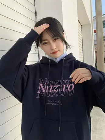 美式复古oversize潮牌卫衣女2023春秋薄款宽松慵懒风上衣连帽外套商品大图