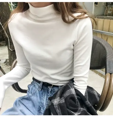 半高领打底衫女t恤内搭2023新款潮秋冬洋气性感上衣女秋长袖气质图片