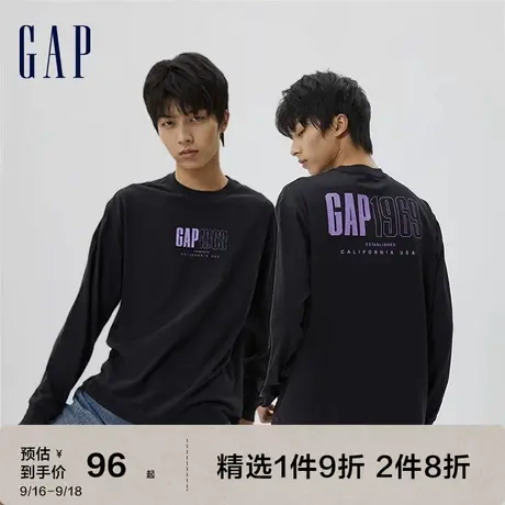 Gap男女装秋季新款LOGO纯棉亲肤长袖T恤598811情侣运动休闲上衣图片