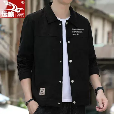 秋季夹克男士2023新款潮流百搭休闲工装翻领上衣服衬衫领外套男款商品大图