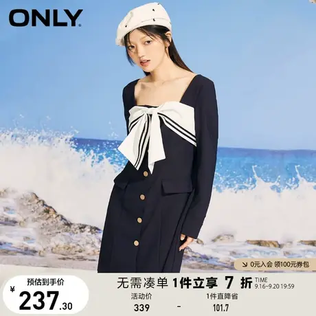 ONLY奥莱夏季法式方领收腰显瘦连衣裙女图片