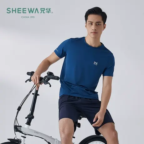 兄华圆领t恤男夏季半袖宽松透气健身跑步速干衣运动短袖冰丝T恤商品大图