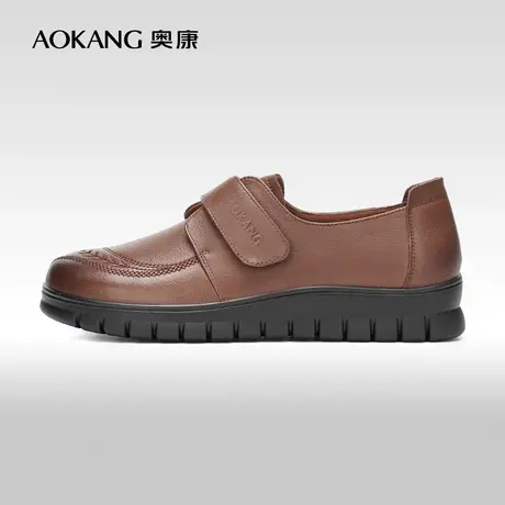 【门店发货】奥康女鞋 春秋季新款舒适休闲真皮中老年妈妈单鞋图片