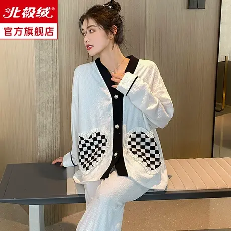 长袖睡衣女春秋2023新款纯色棉质大码薄款外穿女士夏季家居服套装商品大图