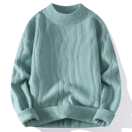 圆领毛衣男冬季水貂绒针织衫男休闲宽松打底衫加厚保暖内搭毛衫商品大图