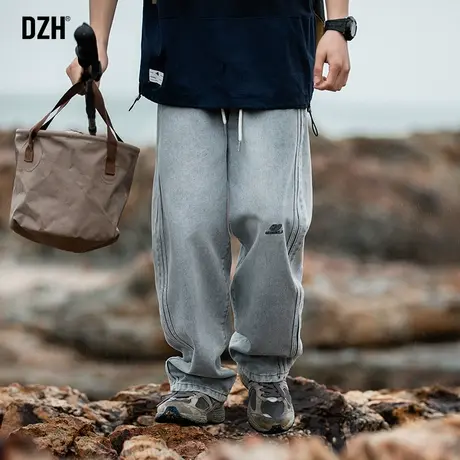 男士水洗浅色牛仔裤男直筒宽松高街裤子男款休闲裤2023新款潮男裤商品大图
