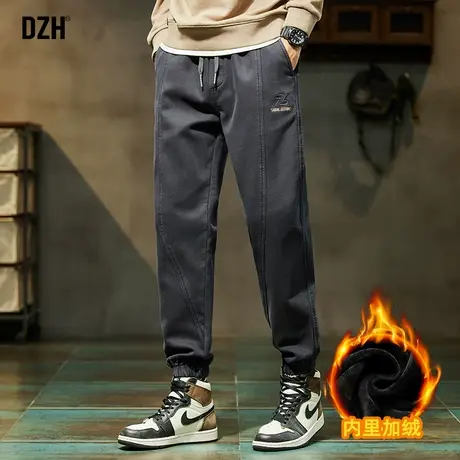 男士深灰色裤子男加绒冬季潮牌2023新款爆款加厚休闲长裤束脚宽松商品大图