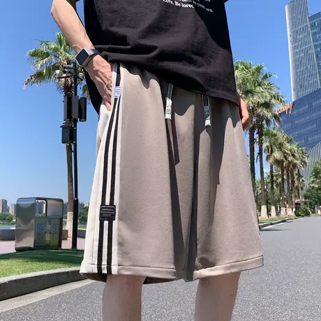 短裤男夏季2025新款宽松潮牌外穿中裤夏天休闲运动刺绣贴标五分裤商品大图