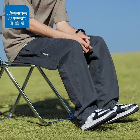 KZH真维斯纯棉工装直筒休闲长裤男2025夏季薄款痞帅炸街宽松裤子商品大图