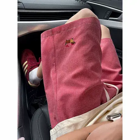 腊肠小狗华夫格短裤男夏季新款宽松中裤潮牌美式休闲青少年五分裤图片