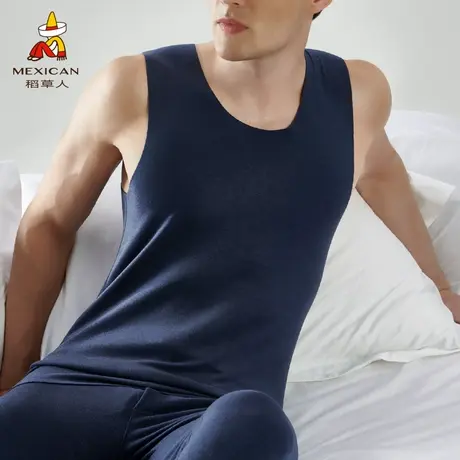 稻草人男士保暖背心无痕加绒加厚内穿打底保暖上装防寒秋衣含羊毛图片