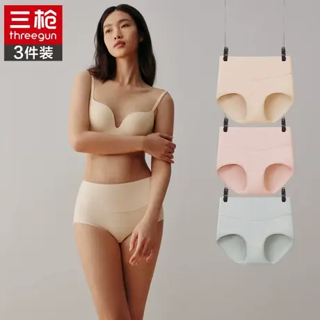 三枪女士莱卡棉质高腰弹力三角裤透气柔软少女无痕内衣内裤裤头商品大图