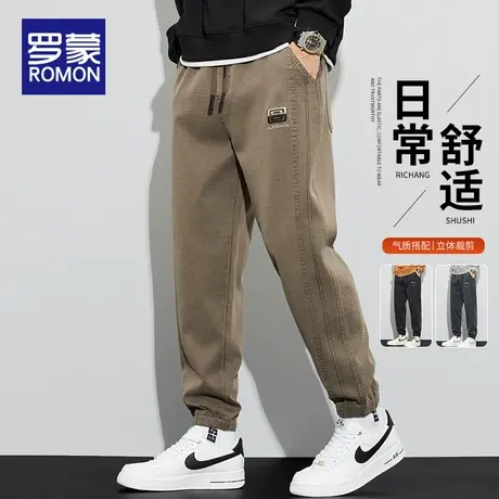 罗蒙男士休闲裤2025春秋季新款时尚百搭束脚裤子潮牌宽松抽绳长裤商品大图