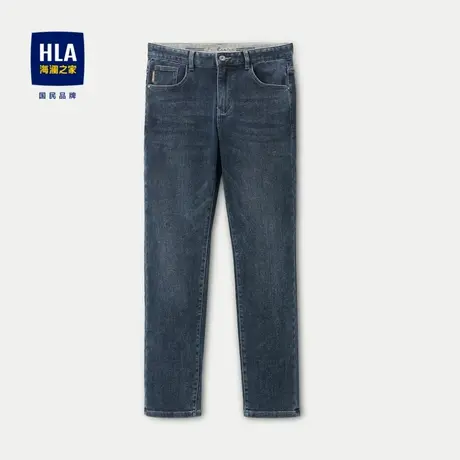 HLA/海澜之家云感系列牛仔裤2023秋季新款水洗合体直筒弹力裤子男图片