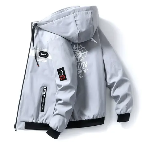 2023春季男士外套韩版潮流百搭衣服帅气春秋装休闲工装连帽夹克男商品大图