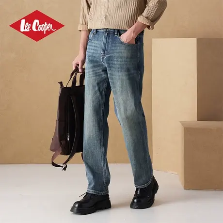 Lee Cooper直筒牛仔裤男2025秋季新款潮牌高端宽松水洗弹力长裤子图片