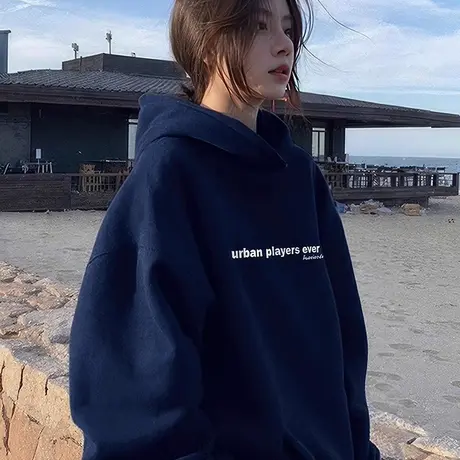 美式复古卫衣女2025新款早秋季小个子宽松韩系慵懒风连帽上衣外套商品大图