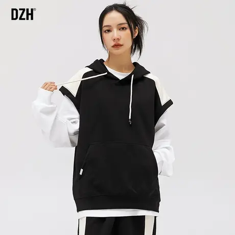 男士无袖背心马甲重磅拼接卫衣男连帽外套潮牌坎肩男情侣装春秋款图片