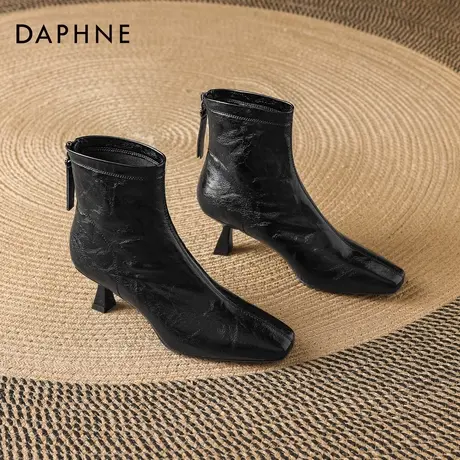 达芙妮加绒短靴女2025新款小个子瘦瘦靴黑色巨好看秋冬马丁女靴子图片