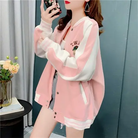 刺绣棒球服开衫卫衣女秋季2022年新款韩版洋气减龄百搭小个子上衣商品大图