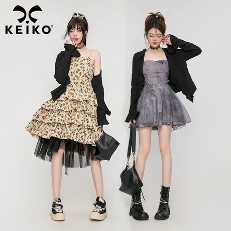 暗夜玫瑰压花防晒开衫女2023夏季洋气荷叶边外搭喇叭袖衬衫空调衫商品大图