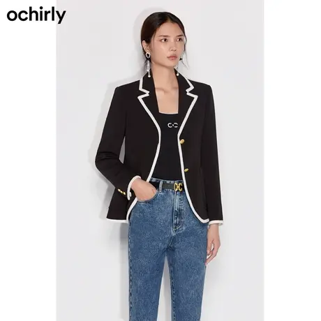 【百亿补贴官方直播】欧时力 小香风西装外套女 春镶边图片