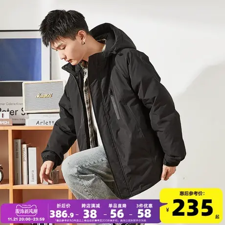 唐狮冬季新款羽绒服男工装加厚宽松短款连帽冲锋少年上衣外套潮C图片