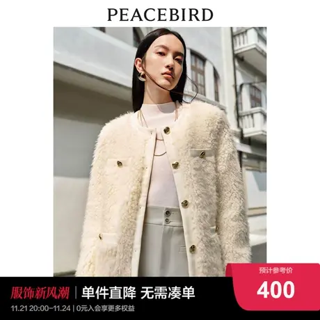 Y太平鸟仿羊羔毛小香风外套2023冬装新款加厚高级感毛毛绒仿皮草商品大图