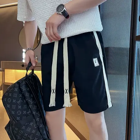 夏季男士短裤五分裤裤子沙滩裤宽松休闲潮流条纹潮牌个性运动卫裤商品大图