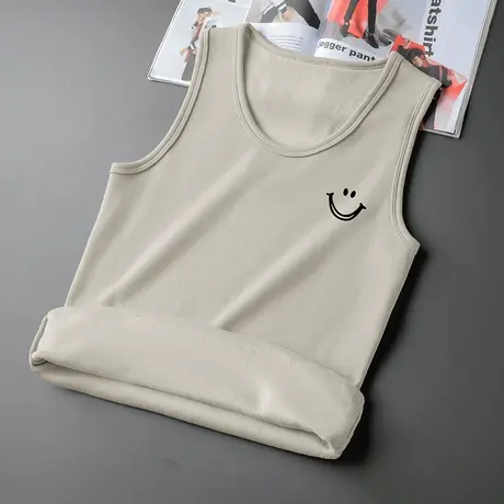 男士背心冬季运动坎肩跨栏健身加绒加厚吊带无袖t恤保暖打底马甲图片