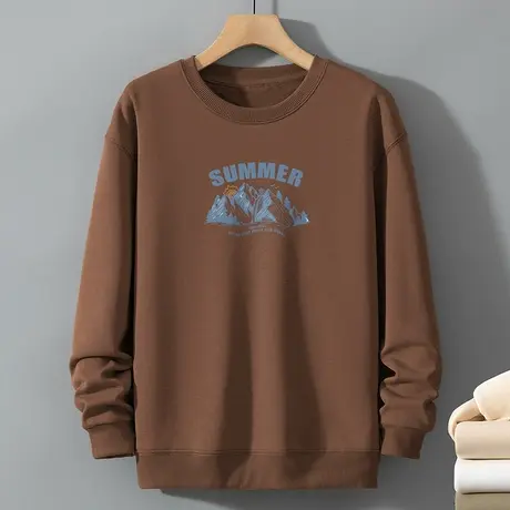 320g重磅卫衣男生潮流百搭秋冬加绒加厚圆领无帽长袖t恤潮牌潮流商品大图