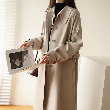 【清仓仅需139元】风衣女中长款坠感气质韩版宽松英伦风女士外套图片