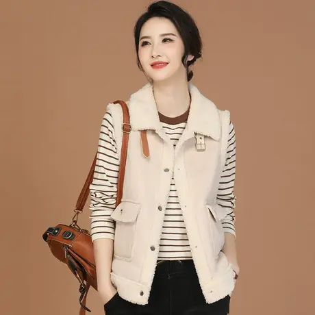 新品88折】洋气羊羔毛马甲外套女冬季新款背心外搭百搭坎肩马夹图片
