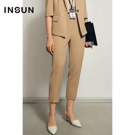 INSUN恩裳夏季修身薄款小脚九分西裤图片