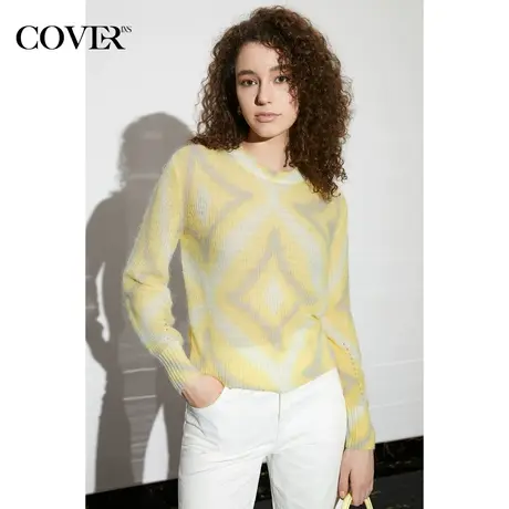 COVER2023春季宽松罗纹圆领马海毛毛衣商品大图
