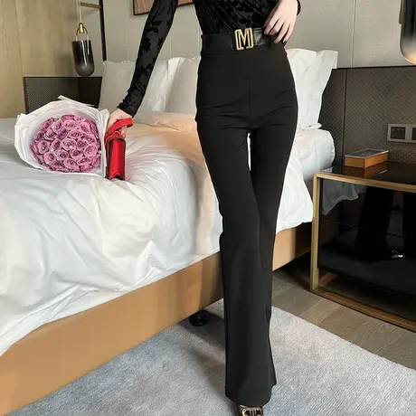 时尚百搭高腰显腿长阔腿裤新款气质修身长裤子女装显瘦休闲铅笔裤商品大图