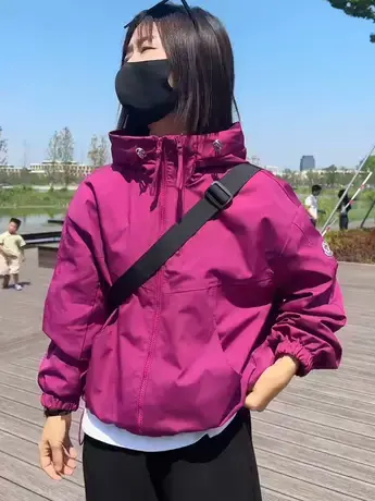 欧货短款时尚外套女2023秋季新款韩版设计感长袖百搭连帽宽松上衣商品大图