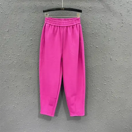 火龙果色减龄休闲萝卜裤女2023秋季新款高腰显瘦百搭哈伦裤垮裤潮商品大图