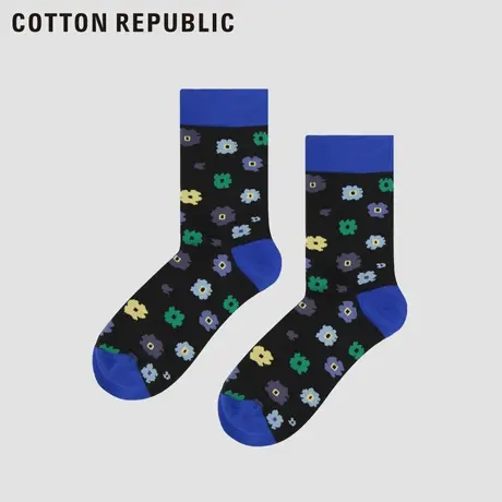 Cotton Republic/棉花共和国男士中筒袜个性休闲提花棉质男袜商品大图