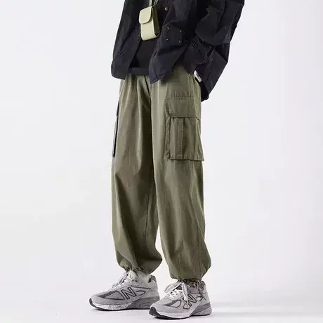 日系重磅工装裤男秋季高街潮牌阔腿直筒裤cityboy束脚休闲长裤子商品大图