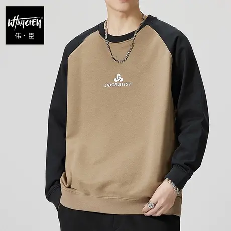 伟臣潮牌大码男装秋冬新品男式卫衣胖子加肥加大套头肥佬圆领上衣商品大图