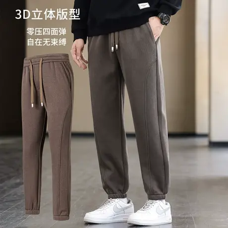 2023秋冬季新款宽松束脚休闲裤男士百搭潮牌百搭加绒加厚保暖卫裤商品大图